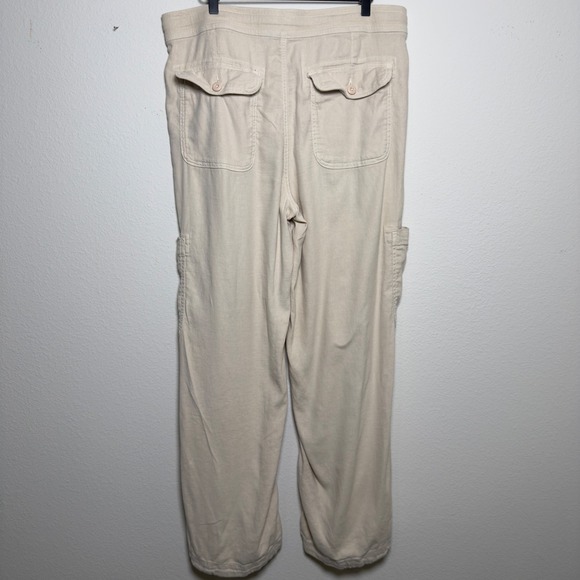 American Eagle Women Dreamy Drape Wide‎ Leg Cargo Pants XL Beige Baggy - Picture 8 of 11